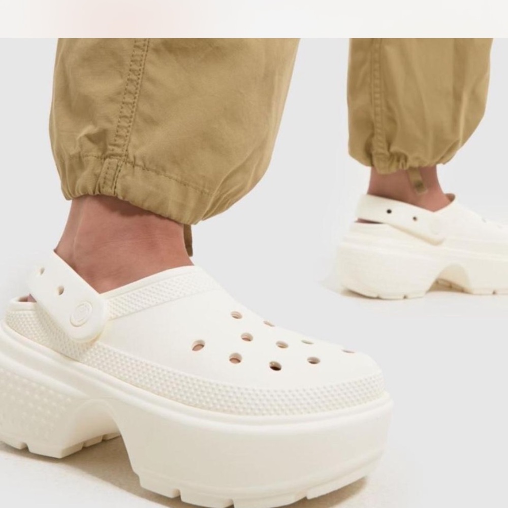 Women's White Crocs Stomp Clog in Chalk